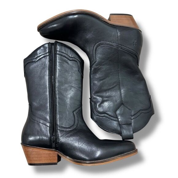 Frye Nataly Western Black Cowgirl Boots Women’s Size 7 Leather - Picture 8 of 10